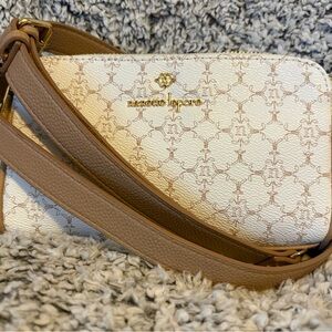 Nanette Lepore White and Brown Crossbody Bag